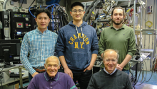 Front from the left: Arthur C. Gossard and John E. Bowers, back from the left: Daehwan Jung, Songtao Liu and Justin C. Norman